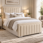 Hanson Bed in cream velvet